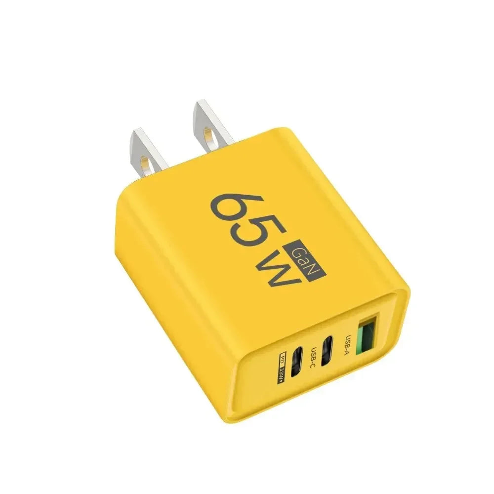 Total 65W Gan Charger USB PD Type C Fast Charging Mobile Phone Adapter QC3.0 for Iphone 14 15 Pro Max Samsung Galaxy S24 Xiaomi