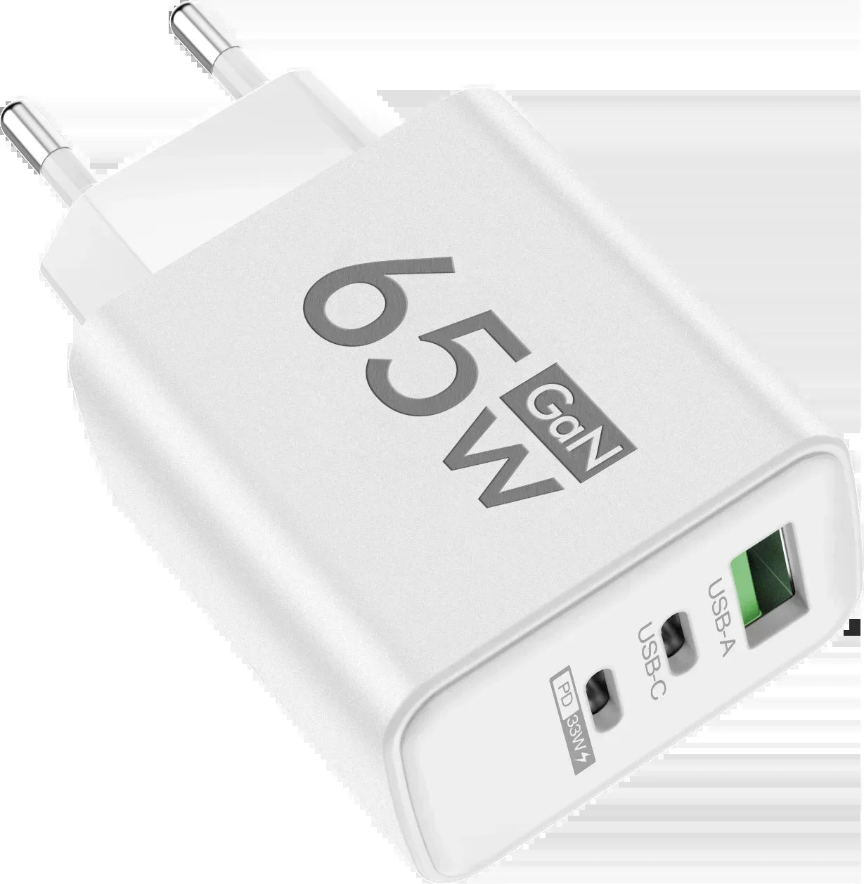 Total 65W Gan Charger USB PD Type C Fast Charging Mobile Phone Adapter QC3.0 for Iphone 14 15 Pro Max Samsung Galaxy S24 Xiaomi