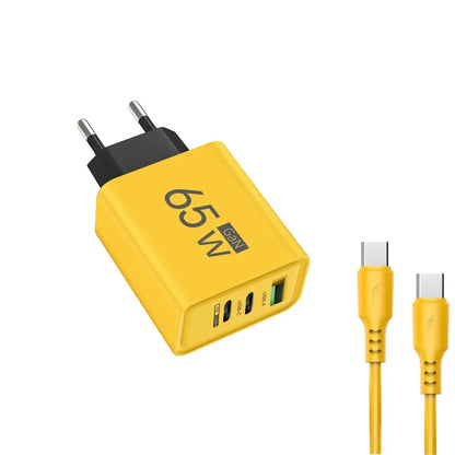Total 65W Gan Charger USB PD Type C Fast Charging Mobile Phone Adapter QC3.0 for Iphone 14 15 Pro Max Samsung Galaxy S24 Xiaomi