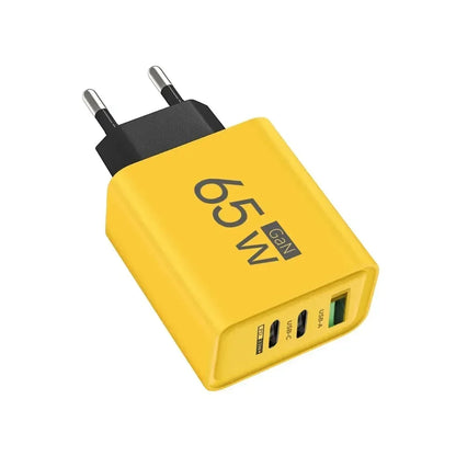 Total 65W Gan Charger USB PD Type C Fast Charging Mobile Phone Adapter QC3.0 for Iphone 14 15 Pro Max Samsung Galaxy S24 Xiaomi